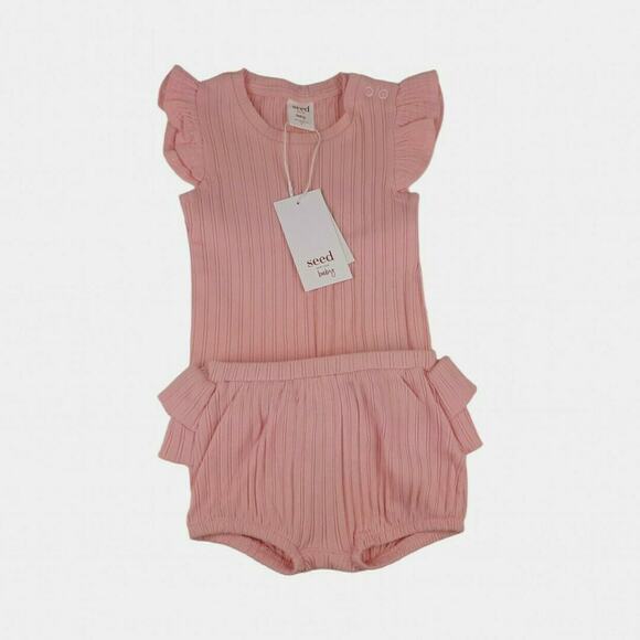 Seed Hertiage Pink Ribbed Ruffle Set - Picture 1 of 5
